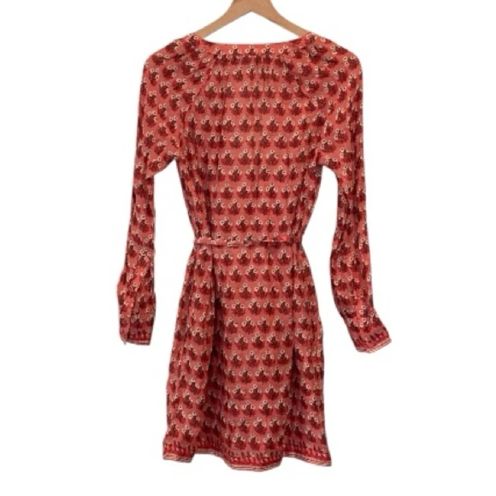 NWT J. Crew Red/Pink Floral Cabana Mini Dress, Long Sleeve, 100% Ramie, XS
